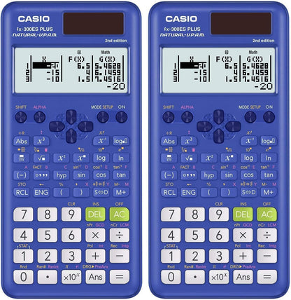 Casio fx-300ES Plus 2nd Edition – Standard Scientific Calculator | 262 Functions, Natural Textbook Display℠ | Ideal for Middle School, High School Math, Statistics & Algebra | Blue (Pack of 2)