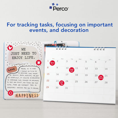 Perco Red 1-Inch Round Circle Dot Sticker Labels - Multi-Roll Pack (3 Rolls, 1,000 Labels Each) - Permanent Adhesive, Vibrant Colors, Strong Hold - Perforated for Easy Use - Made in USA