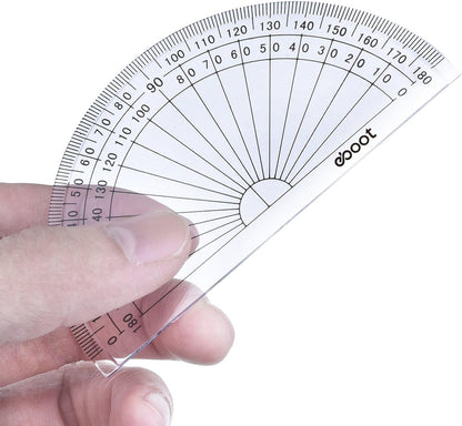 20 Pack Plastic Protractor, 180 Degrees Protractor for Angle Measurement Student Math, 4 Inches, Clear