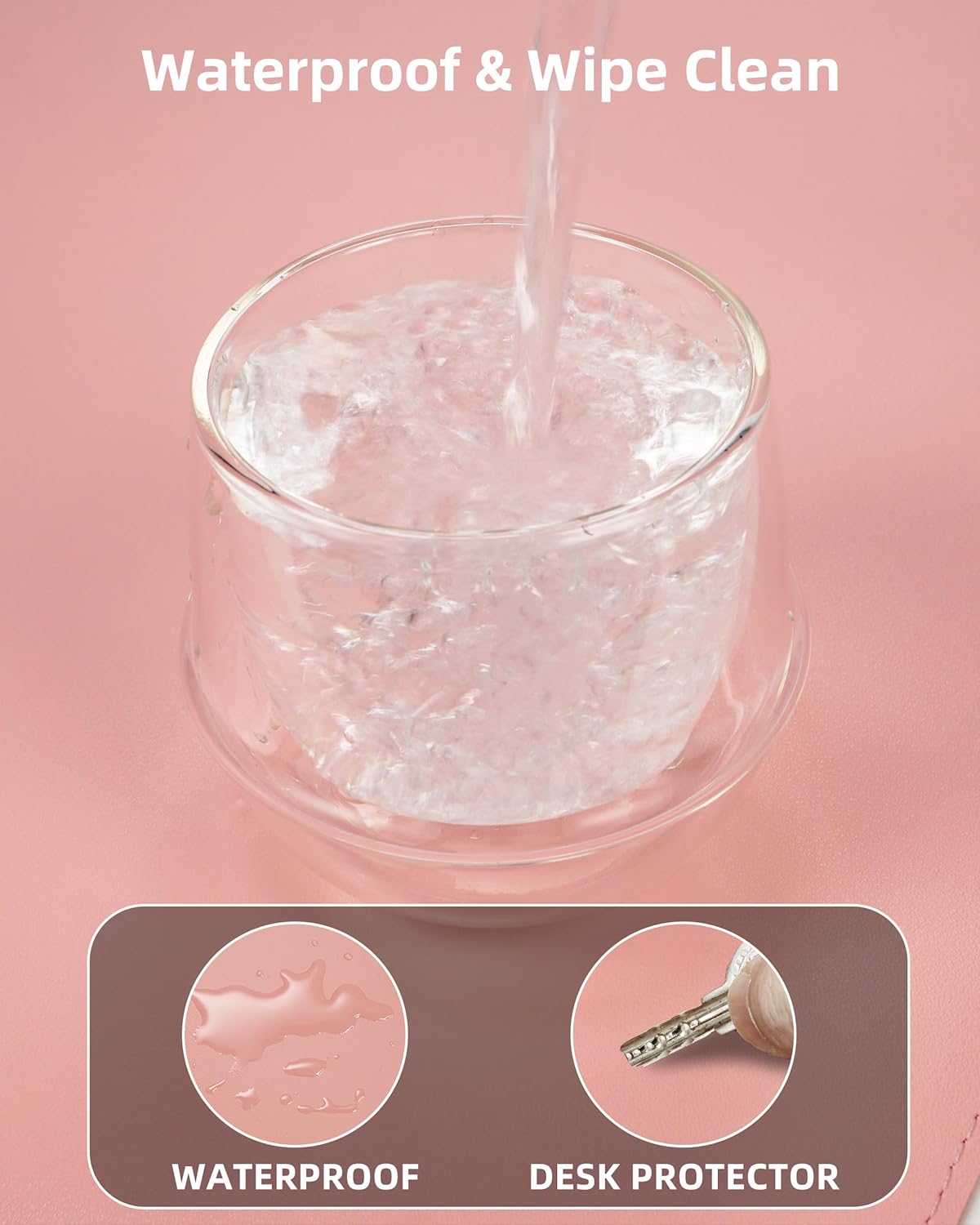 Desk Pad Mat - Leather Desk Pad Protector for Office and Home - Desk Organization and Accessories - Ideal for Large Mouse Pad and Desk Mats on Top of Desks(Pink,35.4" x 17")