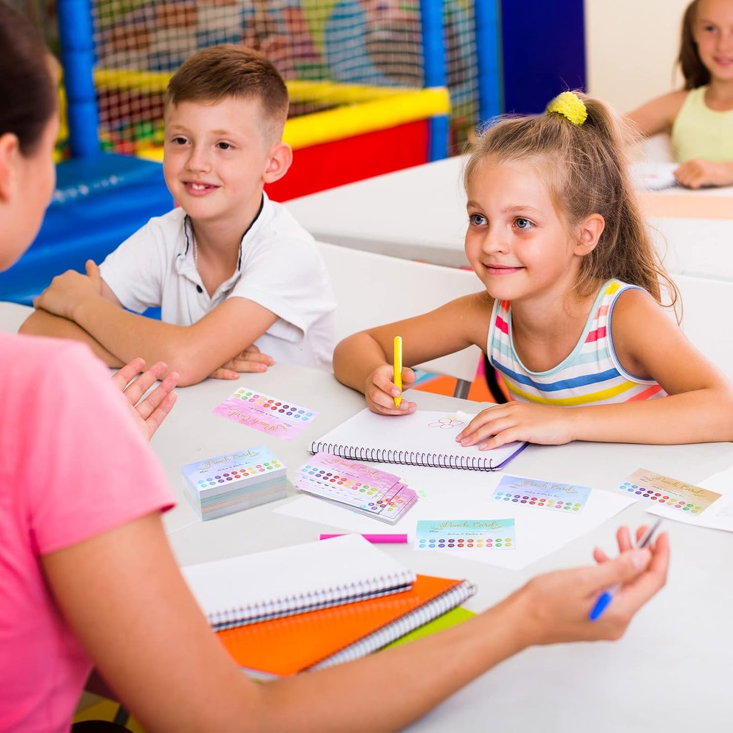 Fumete 400 Pcs Punch Cards for Classroom Reward Cards Behavior Incentive Loyalty Awards for Kids Students Teachers School Business, 8 Styles, 3.5 x 2 in(20 Watercolor Punches Style)