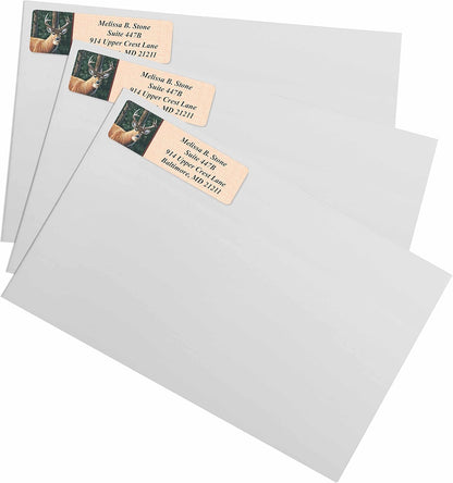 Deer Designer Rolled Address Labels with Elegant Plastic Dispenser