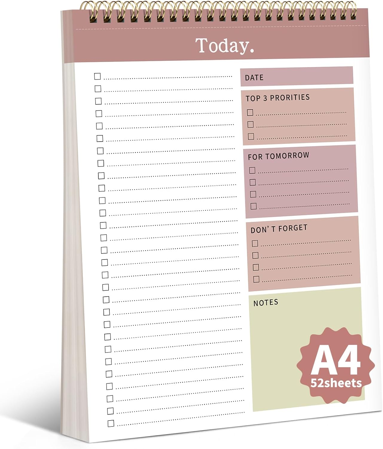 To Do List Notepad, 52 Undated Sheets （8.5"×11"）Duplex-printed Daily Planner For Work Home School Office Desk Accessories Supplies & Goal Setting Tasks-RED