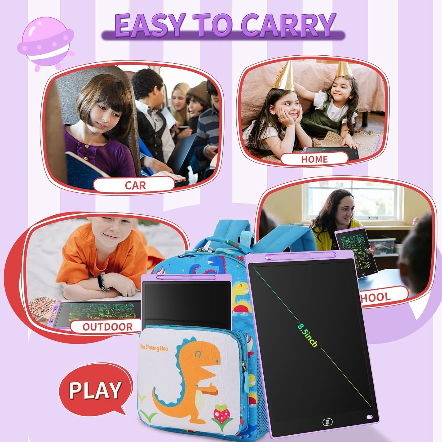 [4 Pack] Genialba LCD Writing Tablet 8.5-Inch Colorful Doodle Board, Toddler Learning Educational Toys Gifts for 3-8 Years Old Girls and Boys, Electronic Drawing Pad for Kids (Pink&Blue&Green&Purple)