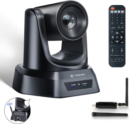 Wireless Conference Room Webcam, Church Live Streaming 10X USB 1080P 60fps PTZ Camera for Worship Services Online Conference, Works with Zoom, Skype OBS