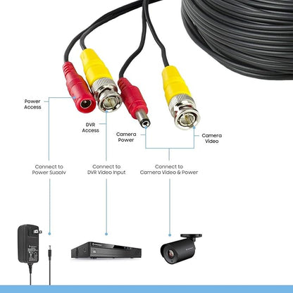 Amcrest 60FT 4K Security Camera Cable, BNC, Coaxial, Pre-Made, Compatible with 4K HDCVI, HDTVI, Analog, DVR