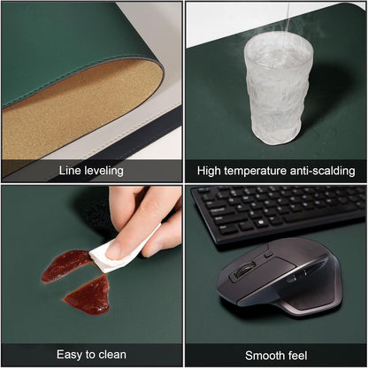DAWNTREES Dark Green Desk Mat,Leather Desk Pad,40"x16",Cork Desk Mat Protector,with PU Leather Valet Tray Organizer,Large Mouse Pad,Desk Writing Pad for Office and Home