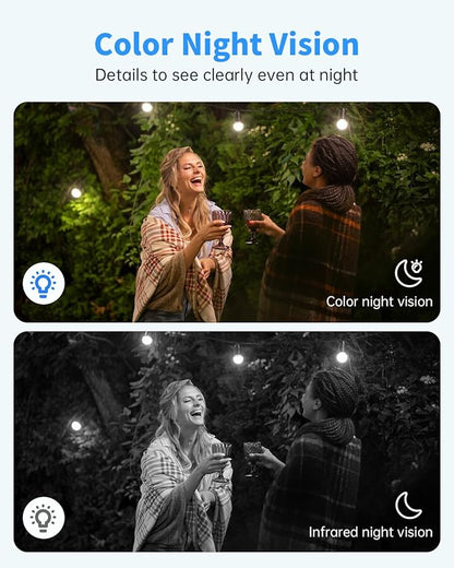 Security Cameras Wireless Outdoor, Solar Battery Powered 2k Color Night Vision, AI Motion Detection, IP66 Weatherproof, 2-Way Talk, SD/Cloud Storage, 2.4Ghz WiFi Cameras for Home Security (2 Pack)