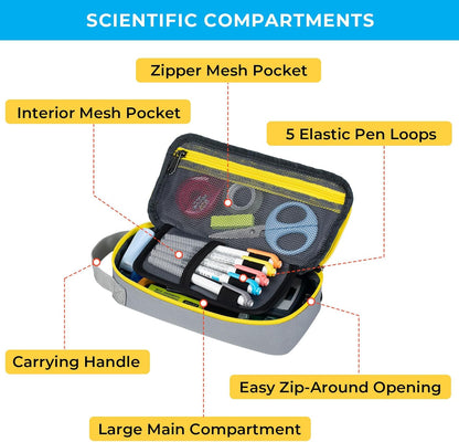 ECHSRT Big Pencil Case, Aesthetic Portable Zipper Pencil Bag with Hidden Pocket, Special Pouch for Men Women Adults, Stationery Organizer Pen Cases for Office Travel, Grey