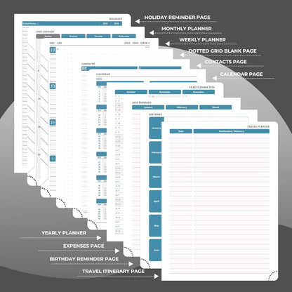 Weekly Monthly 2026 Planner (Jan.26-Dec.26),8.5"x6.5",12 Months Agenda Plan with Month Tabs & Pocket,Expenses/Note Pages, Appointment Book Calendar with Hardcover Vegan Leather Cover,Black