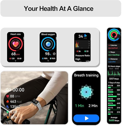 Fitness Tracker (Answer/Make Calls), Smart Watch for Women Men, with 1.47″ AMOLED Always-On Display, 24/7 Heart Rate, Sleep Tracking, 110+ Sport Modes, Waterproof, Compatible for Android Phone