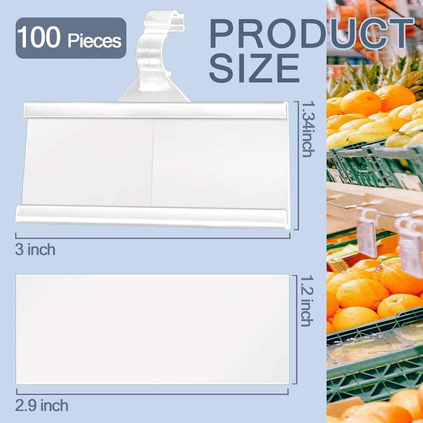 100 Pieces Plastic Wire Shelf Label Holders, Reusable Price Label Holder with locks, Label Display Holder for Retail Supermarket Department Store(3'' x 1.4'')