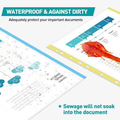 Sheet Protectors, PANDRI 400 Pack Color Heavy Duty Plastic Page Protectors Sheet Reinforced 11-Hole Fit for 3 Ring Binder Fits Standard 8.5 x 11 Paper, 9.25 x 11.25 Top Loaded, Excluding Acid