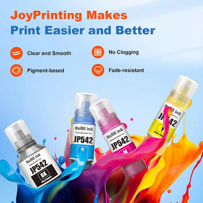 542 Ink Refill Bottles Cyan Compatible 542 Ink Bottles Work for ET-5800 ET-5850 ET-5880 ET-16600 ET-16650 ST-C8000 ST-C8090 Printers (2 Pack, 70 ml)