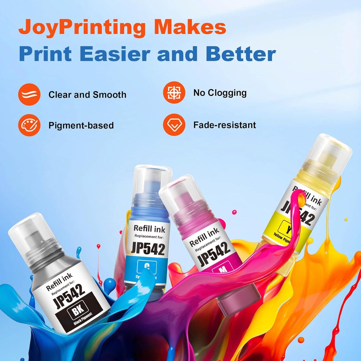 542 Ink Refill Bottles Magenta Compatible 542 Ink Bottles Work for ET-5800 ET-5850 ET-5880 ET-5150 ET-5170 ET-16600 ET-16650 ST-C8000 ST-C8090 Printers (2 Pack, 70 ml)