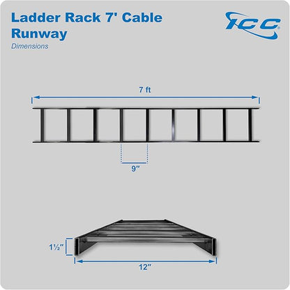 ICC Cable Runway Rack 7' Straight Section, 16-Gauge Steel, Made in USA, 2-Pack