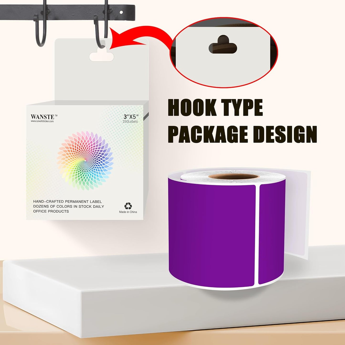 3 x 5 Inch 250Pcs Rectangle Color Coding Stickers,Strong Adhesion Easy to Write Label for Moving,Box Organization,Inventory,Business,Purple