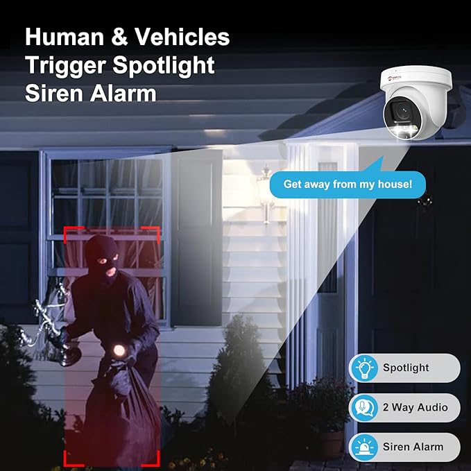 Anpviz 4K 8MP PoE PTZ Camera Outdoor, 5X Optical Zoom 2.7~13.5mm Lens, Pan 280° Tilt 90° IP Security Camera Human Vehicle Detection, Spotlight&Sound Alarm, 2 Way Talk, SD Card Slot, IP66 (U Series)