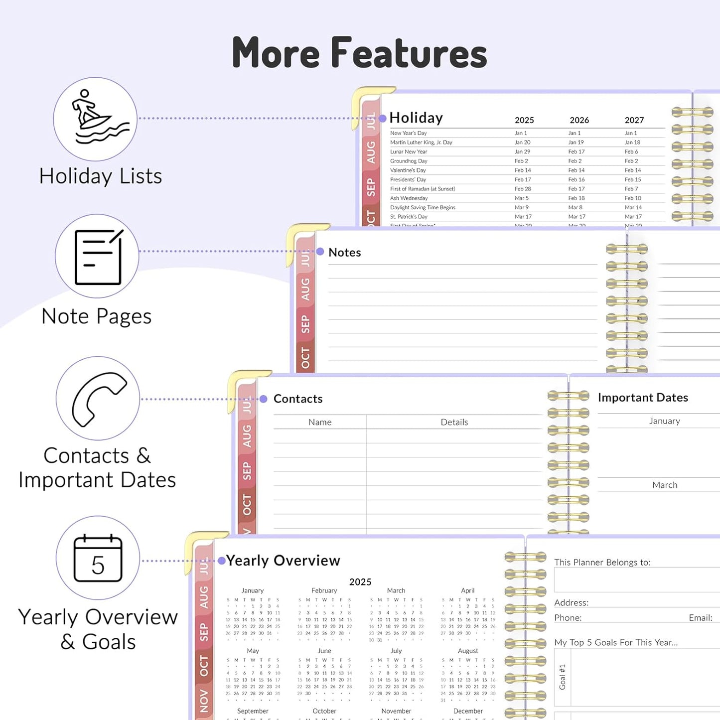 Jul 2025 - Dec 2026 Planner, Forvencer Academic Planner 2025-2026, 18 Month Daily Planner, 8.5" x 11", Weekly & Monthly Agenda Book, Hardcover Calendar Book, School Supplies for Student Teacher, Marble