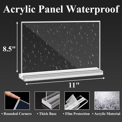 Arrobust Acrylic Sign Holder 8.5x11 Inches 6 Pack Horizontal, T -Shaped Double Sided Clear Paper Frames, PlasticTable Menu Display Holder, Document Flyer Table Stand for Office, Store, Restaurant