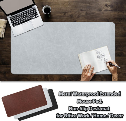 Leather Desk pad for Computer and laptops, Ideal for Gaming and Office use, Large Mouse pad and Keyboard mat,Desk mat for Man. A complimentary Wrist pad and Phone Stand.(Gray-White, 17.7" x 39.37)