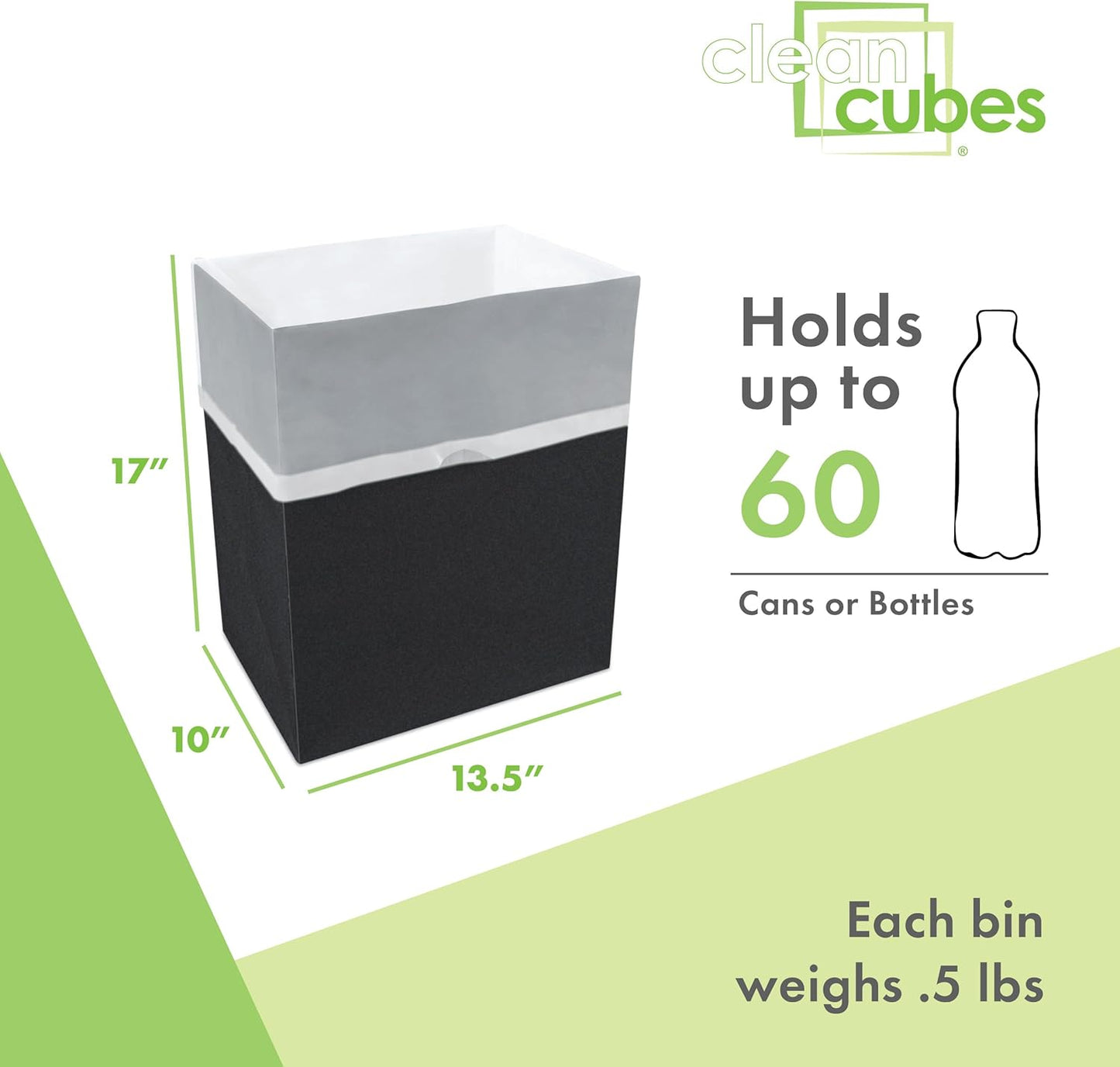 | 13 Gallon Disposable Trash Cans (3-Pack) with Fitted Trash Bags - Reusable Garbage and Recycling Bins for Parties, Events, and More (Black - 17" Height x 13.5" Width x 10" Depth)