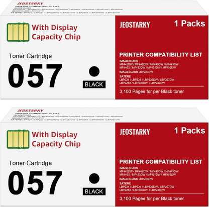 Compatible 057 Toner Cartridge with Display Capacity Chip Replacement for Canon 057 057H CRG-057 Works with Canon imageCLASS MF455dw MF445dw LBP226dw LBP227dw LBP228dw Printer(057 Black x2 )