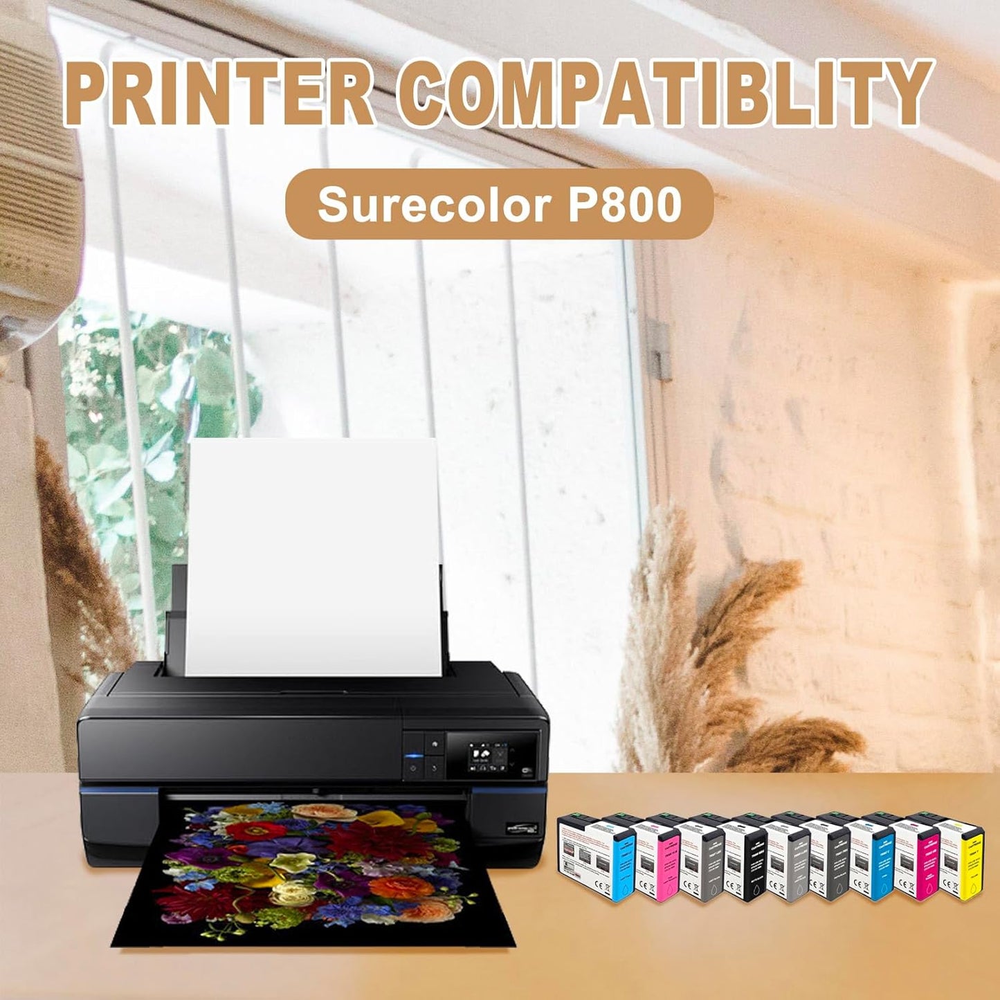 T850 Ink Cartridge Remanufactured T8504 T850400 Ink Cartridge Replacement for Surecolor P800 Printer(Yellow)