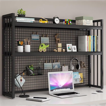 FPIGSHS Adjustable Desk Bookshelf Organizer Rack, Desktop Bookcase for Computer Desk，Office Supplies Organizers and Accessories Storage Display Shelf (E, 135cm)