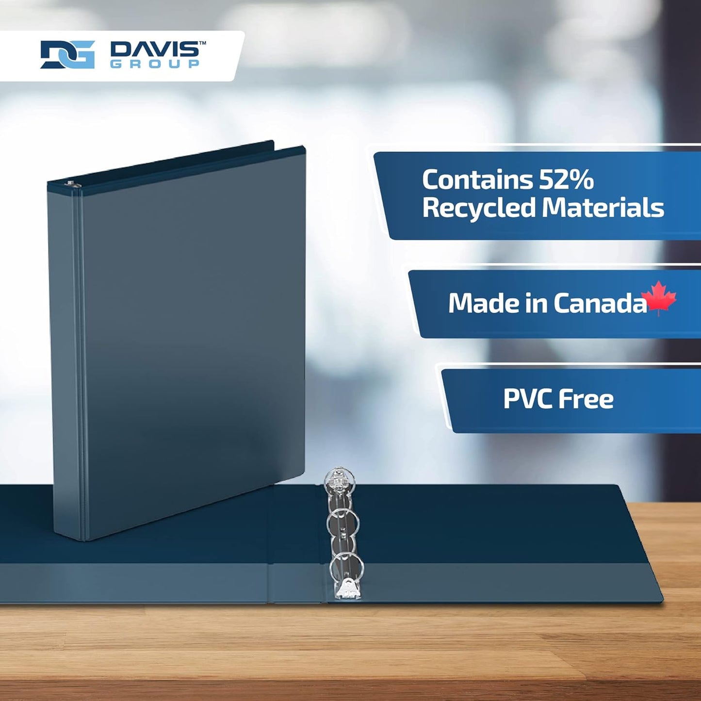 Easyview Premium 3-Ring Binders with Clear-View Covers and Round Rings, Binders for School or Office, 1 Inch, Pack of 6, Navy Blue