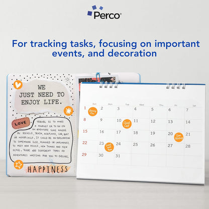 Perco Fluorescent Orange 1-Inch Round Circle Dot Sticker Labels - Multi-Roll Pack (3 Rolls, 1,000 Labels Each) - Permanent Adhesive, Vibrant Colors, Strong Hold - Perforated for Easy Use - Made in USA