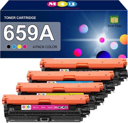 659A Toner Cartridges 4 Pack(with Chip) Remanufactured Compatible with 659A Toner Cartridges for MFP M776 M856x M856dn M776z M776dn M776zs Printer(Black, Cyan, Magenta, Yellow