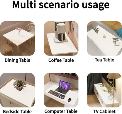 Leather Table Cover,1.8mm Thick,42x60 Inch Table Protector,Table Protector for Dining Room Table,Dining Table Cover,White Table Cover,Hule para Mesa De Comedor(White+White,42x60)