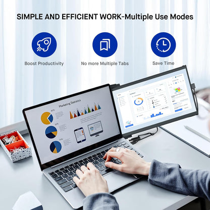 Portable Monitor - New Mobile Pixels Duex Max DS 14.1" Laptop Screen Extender, FHD 1080P USB A/USB C/HDMI Second Monitor for 14'' to 17" Laptops, Windows/MacOS/Android/Switch