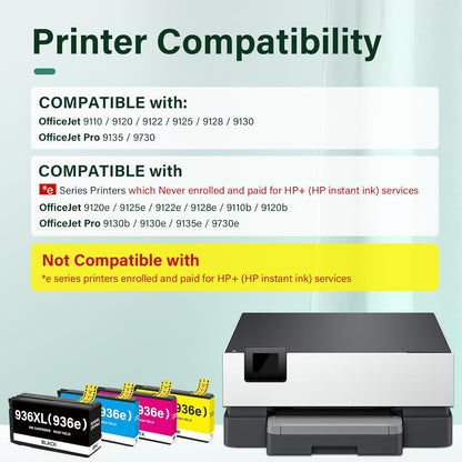 936XL 936 Ink Cartridges Combo Pack: Replacement for HP Ink 936XL Black and 936 Color Combo Pack for HP OfficeJet Pro 9120e Series 9125e 9122e 9128e 9110b 9120b 9130b 9130e 9135e 9730e Printer