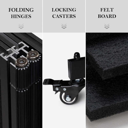 Folding Room Partition, Office Partition Dividers, Privacy Divider Wall, Office Divides, 10'6"W x 6'7"H,Black