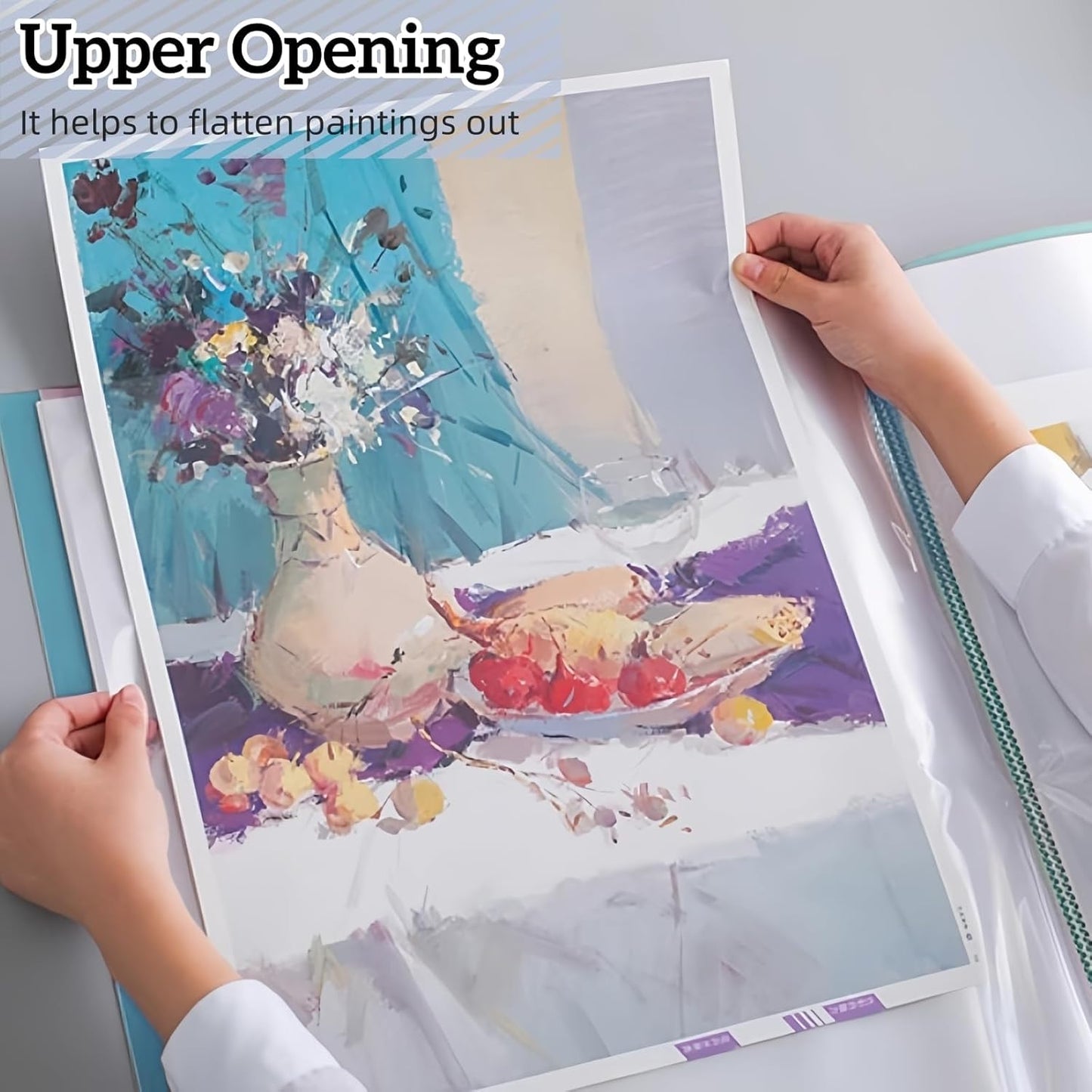 MOTEERLLU A2 Storage Book Suitable for 22x15 inches Diamond Paintings,Diamond Art Kit Storage Container with 30 Pocket Sleeves,Portfolio Folder for Artwork (Yellow)