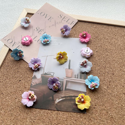 Cute bee Flower thumbtack Bulletin Board thumbtack, Soft Wooden Board thumbtack, Suitable for Classroom and Office Bulletin Board, Photo Wall Decoration thumbtack (60 Pcs)
