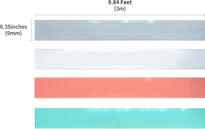 Motex Refill Tape for Embossing Label Maker, 4 Color Tapes, 3/8-Inch (Baby Pink, Baby Mint, Silver, Transparent)