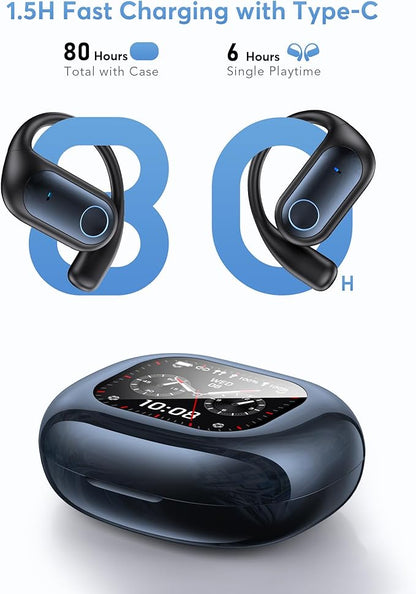 AI Translation Earbuds, Bluetooth 5.4 OWS Headphones with LCD Touch Screen, Real-Time Translator for 144 Languages & Accents, Audifonos Traductores Inglés Español, Ideal for Travel Business Learning
