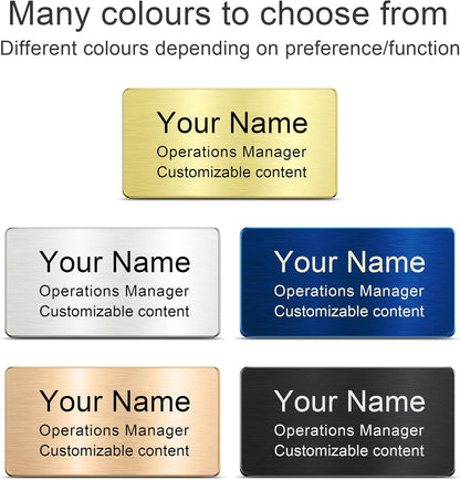 Engraved Personalized Name Tags with Magnet Clip or Pin - Stainless Steel Custom Magnetic Name ID Badge Tag for School Teacher, Kids, Business Work Lable Sign Employee Name Plate (3“x1.5 Magnet)