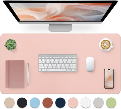 Blossoms Pink Desk Mat, Waterproof Non-Slip Leather Desk Pad, Large Mouse Pad, Desk Writing Pad, Desk Mat for Keyboard and Mouse Desk Organizers and Accessories (31.5×15.7 Inches)