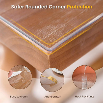 Clear Table Cover Protector 30 x 46 Inch, 2mm Thick Table Protector for Dining Room Table, Clear Plastic Table Cover, Pad Mat for Kitchen, Writing Desk Pad for Desktop