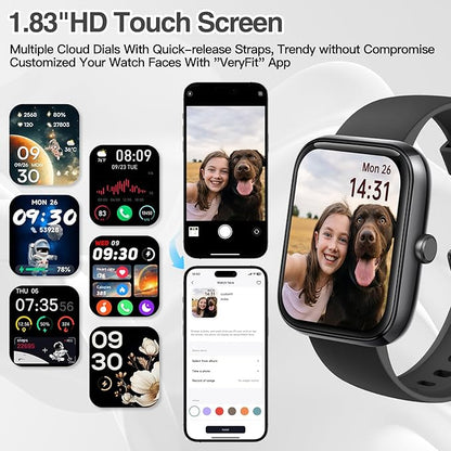 Smart Watch for Women Men with Bluetooth Call, Alexa Built-in Smartwatch, 1.83"DIY Dial Fitness Watch with Sleep Heart Rate Monitor, 110+ Sport Modes, IP68 Waterproof Watch Compatible with Android iOS
