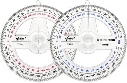 360° Protractor Pack of 2 Protactors Plastic Protractor Math Protractors Clear Protractor Ruler Drafting Tools Circle Protractor for Geometry