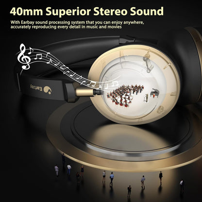 Earbay Wireless Headset with Mic for Work, Bluetooth Headset V5.3, AI Noise Cancelling Mic & 2.4G USB Dongle, 50 Hrs Work Time Wireless Headphones with Mic Mute for Work from Home/Call Center/Teams