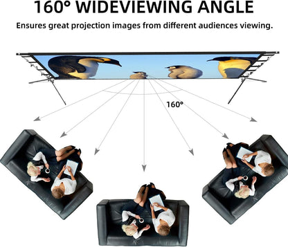 150'' Portable Projector Screen with Stand, 4K HD Outdoor Movie Screen, 10-Year Exchange