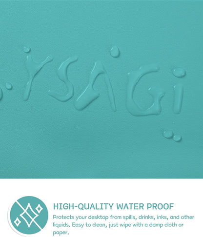 YSAGi Non-Slip Leather Desk Pad, Waterproof Laptop Computer Desk Keyboard Mat, Table Protector Blotter Mat, Large Mouse Pad for Office/Work/Home/Decor(Green Blue, 31.5" x 15.7")