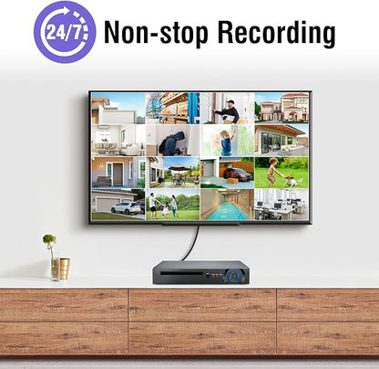 16 Channel Security Recorder DVR,5MP 16CH Surveillance Video Recorder for Security Camera,5MP Hybrid 5-in-1 Camera DVR AHD/TVI/CVI/CVBS/IP with Human Detection,24/7 Recording(with 2TB Hard Drive)
