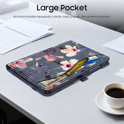 Fintie Case for Samsung Galaxy Tab A9 Plus/A9+ 5G 11 Inch 2023 Model (SM-X210/X216/X218), Multi-Angle Viewing Smart Stand Back Cover with Pocket Auto Wake/Sleep, Blooming Hibiscus